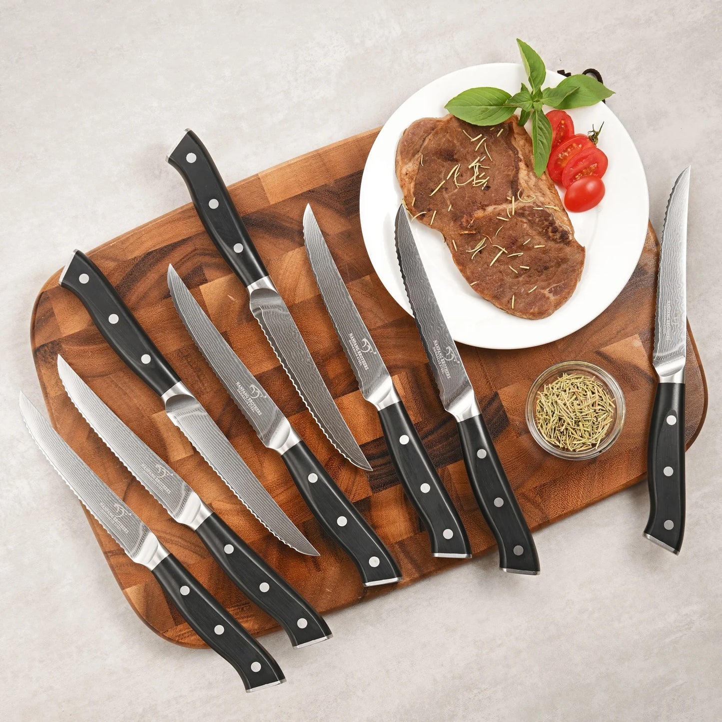 18 Pieces Damascus Steel VG10 Kitchen Tool Kitchen Knives Knife Set with Black Wooden Block with ABS Handle