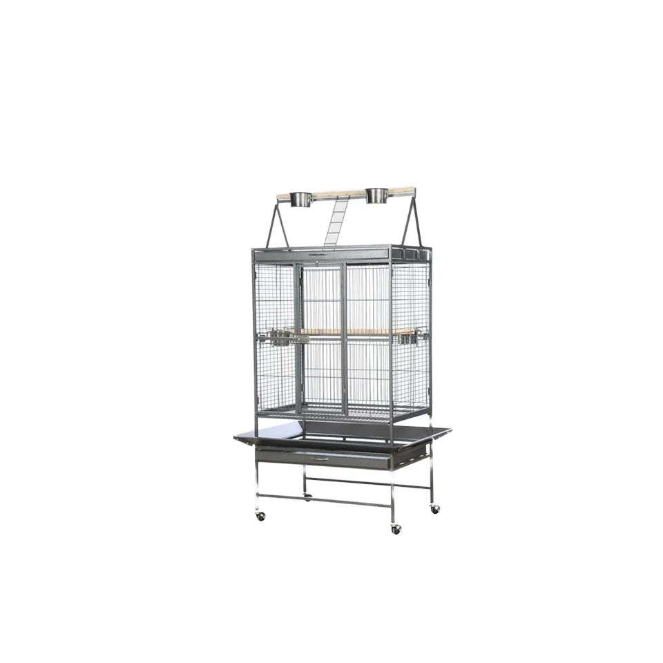Free EU Shipping - Parrot Cage 81x56x177 cm Wide Flight Metal Animal Cage for Budgie Parakeet Conure with Rolling Stand Wheels