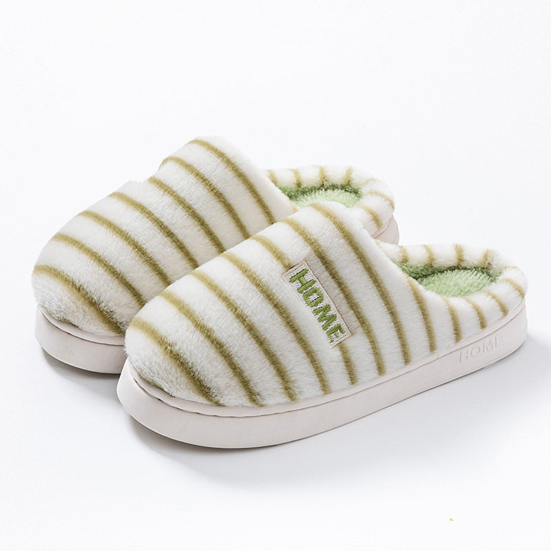 Cotton Slippers for Women in Autumn and Winter Indoor Home Non-Slip Thick-Soled Couple Style Plush Warm and Comfortable Home Cotton Slippers for Men