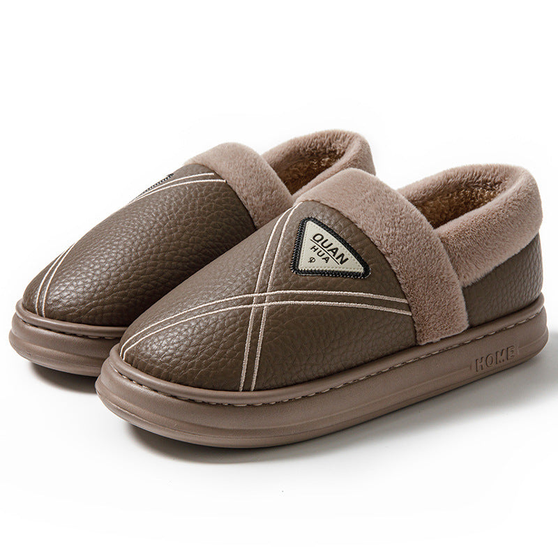 Plus Size 4647 Cotton Slippers for Men Waterproof Winter Indoor Home Non-Slip Warm Fleece-Lined Thickeneded Couple Cotton Shoes for Women
