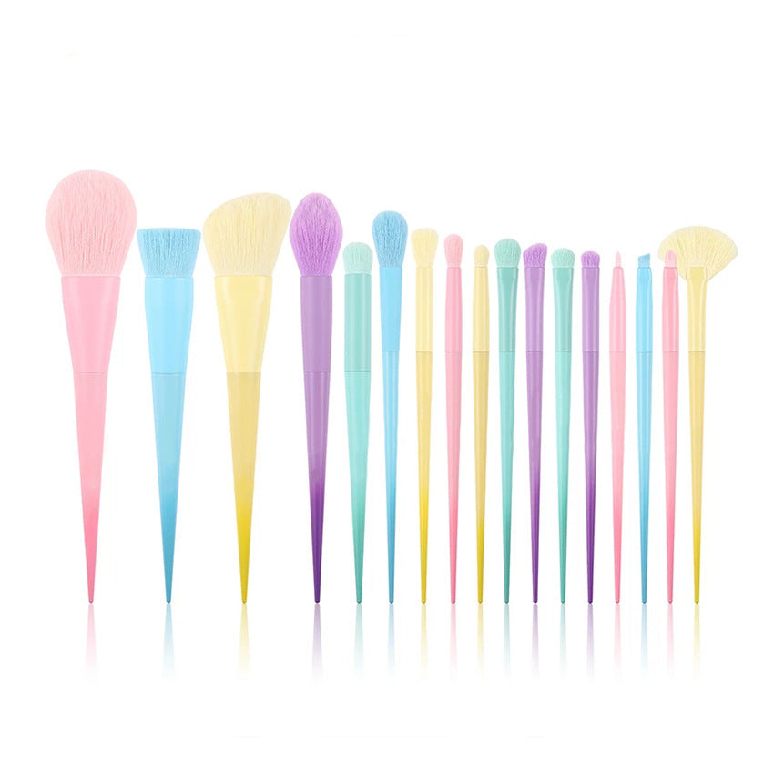 New Cross-Border Makeup Brush Set 17 Candy-Colorfuled Macaron Colorful Brush Loose Powder Brush Eyebrow Brush Factory Direct Sale