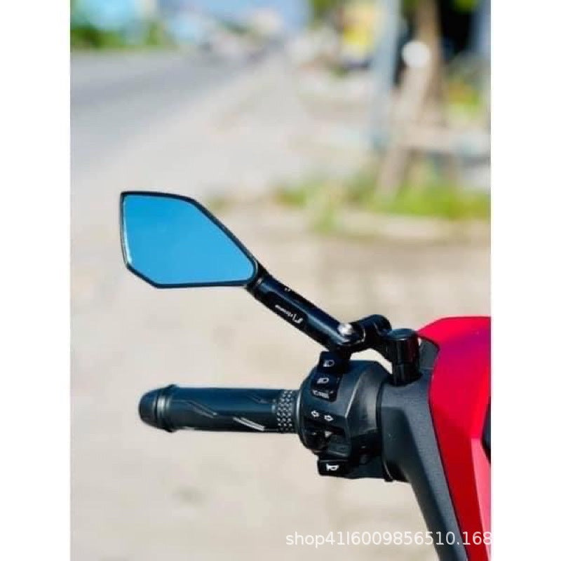 Universal motorcycle modified reflector electric vehicle aluminum alloy rearview mirror blue mirror