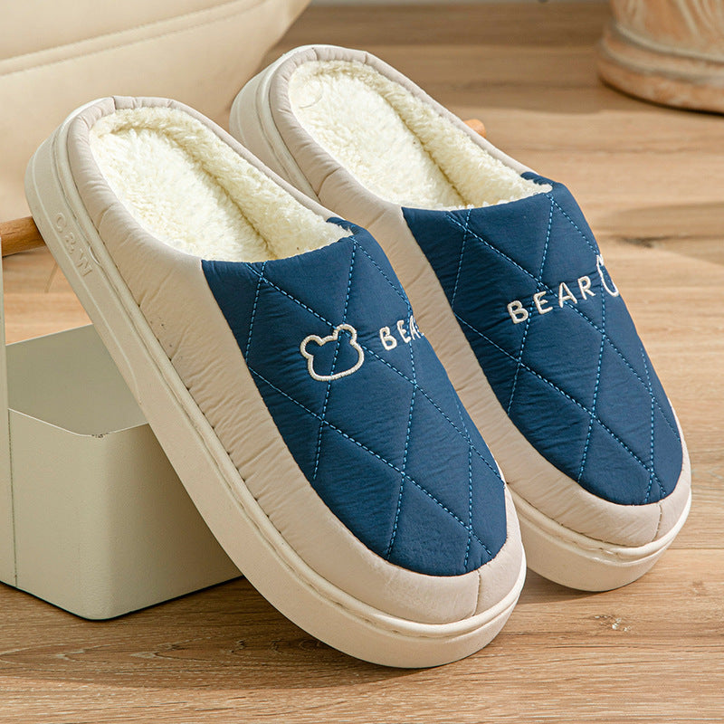 Winter Cotton Slippers for Men, Non-Slip, Wear-Resistant, Thickeneded, Lightweight, Outdoor Wear, Couple Style, Indoor Home, Warm Cartoon Cotton Slippers for Women