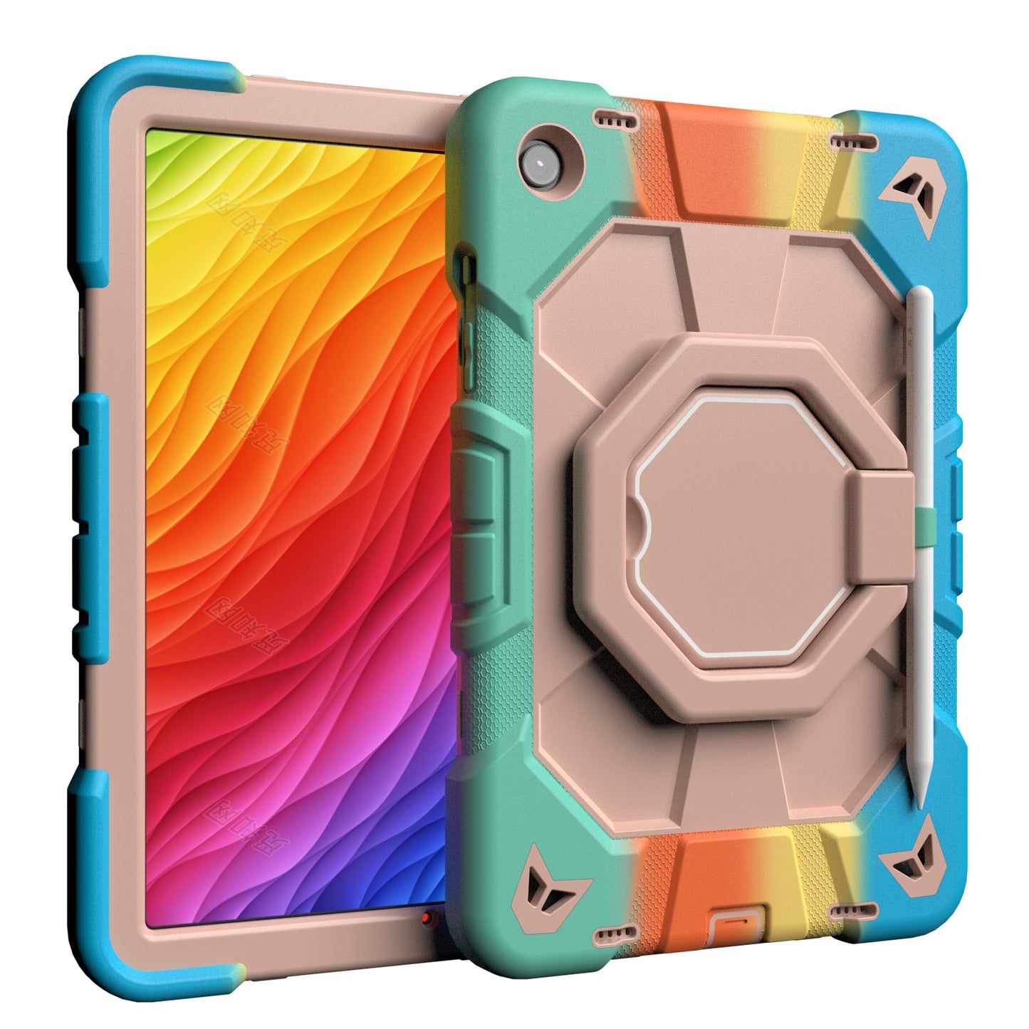 Suitable for Samsung Tab A9+ Tablet Protective Cover Satchel A9Plus Silicone Rotating Stand Kidsren's Anti-Fall Shell