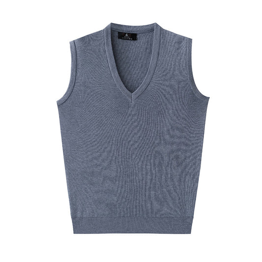 V-Neck New Middle-Aged Wool Vest Gentleman Men's Pullover Knitted Vest Business Knitted Knitwear Sleeveless Men