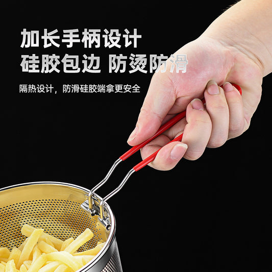 304 Stainless Steel Frying Basket Frying Mesh Basket Cooking Noodles Lander Frying Basket Frying Pan Frying Pan Frying Pan Oil Filter Screen by PDG ibma