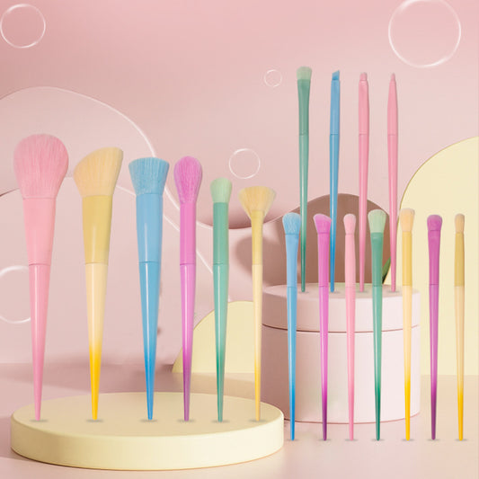 New Cross-Border Makeup Brush Set 17 Candy-Colorfuled Macaron Colorful Brush Loose Powder Brush Eyebrow Brush Factory Direct Sale