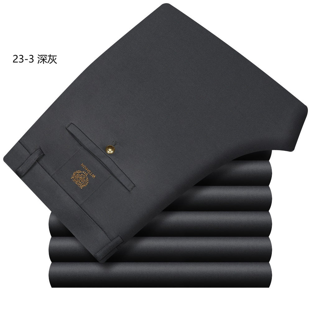 Wholesale Tiger Head Embroidered Stretch Pants Men's Casual Long Pants Men's Black Thin Straight Business Dress Pants