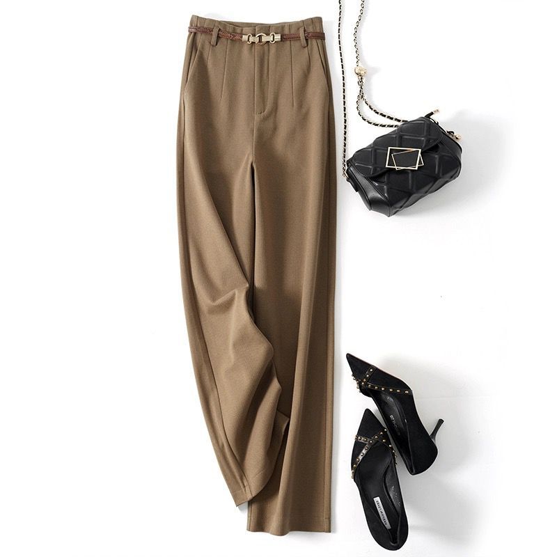 Lazy Style Woolen Pants for Women, New Autumn and Winter Wide-Leg Pants, Long Straight-Leg Pants, Thickened Woolen Casual Pants for Women