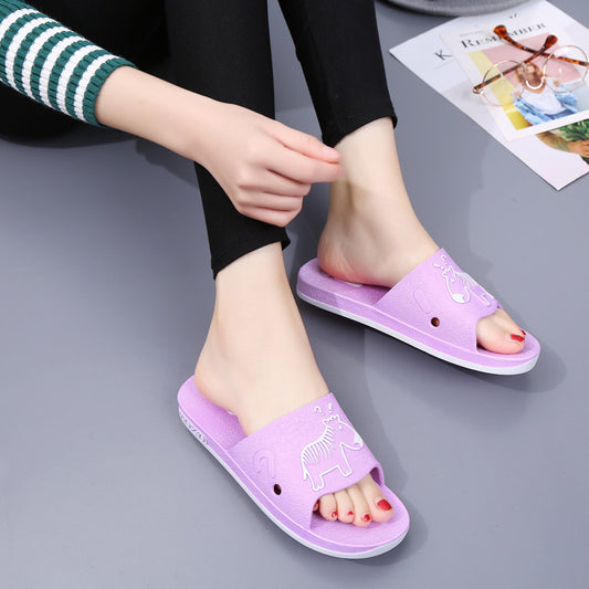 Summer Pvc Bathroom Slippers Home Cartoon Couple Slippers Indoor Cute Bath Non-Slip Sandals Women's Stall by PDG ibma
