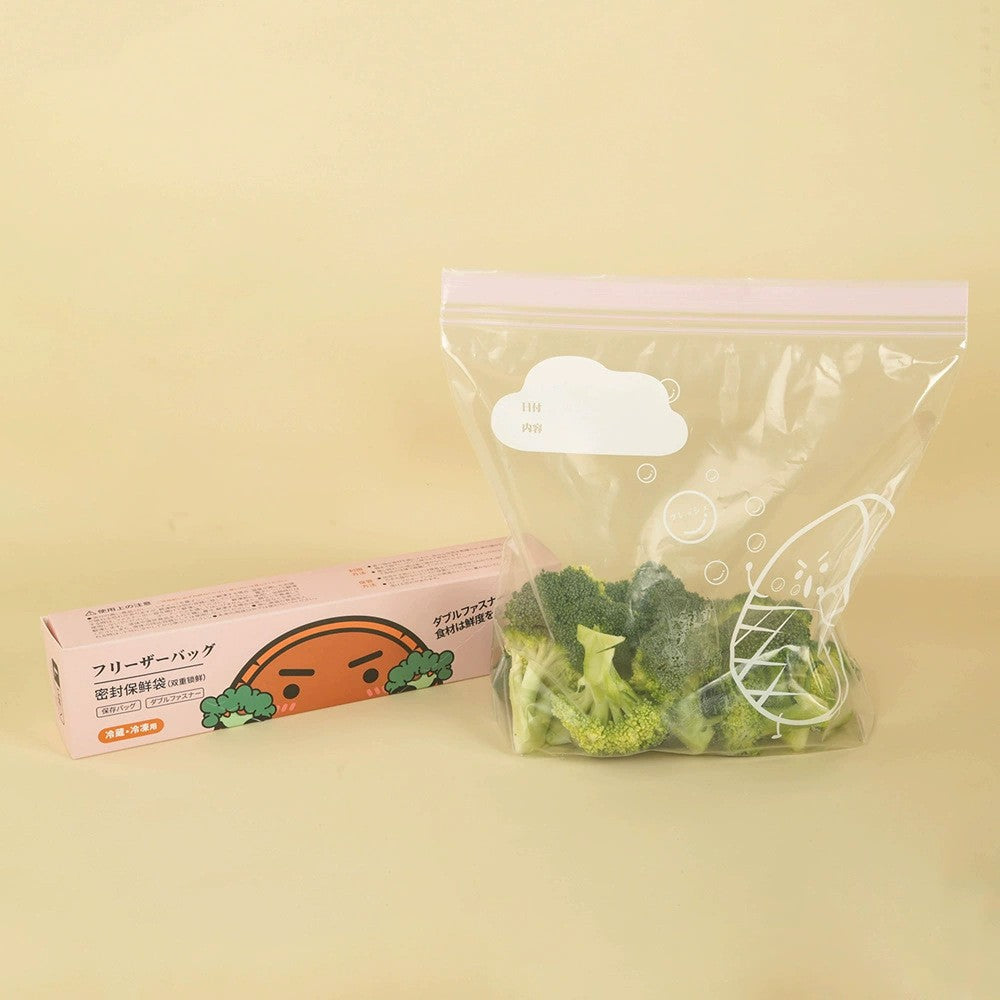Carefully Selected Ready-Made Standing Double-Ribbed Fresh-Keeping Bags, Food-Grade Sealed Household Packaging Bags, Thickened Color Lip Ziplock Bags