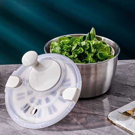304 Vegetable Salad Dehydrator Kitchen Vegetable Washing Hand Dryer Double-Layer Drain Vegetable Washing Basin Fruit and Vegetable Dryer by PDG ibma