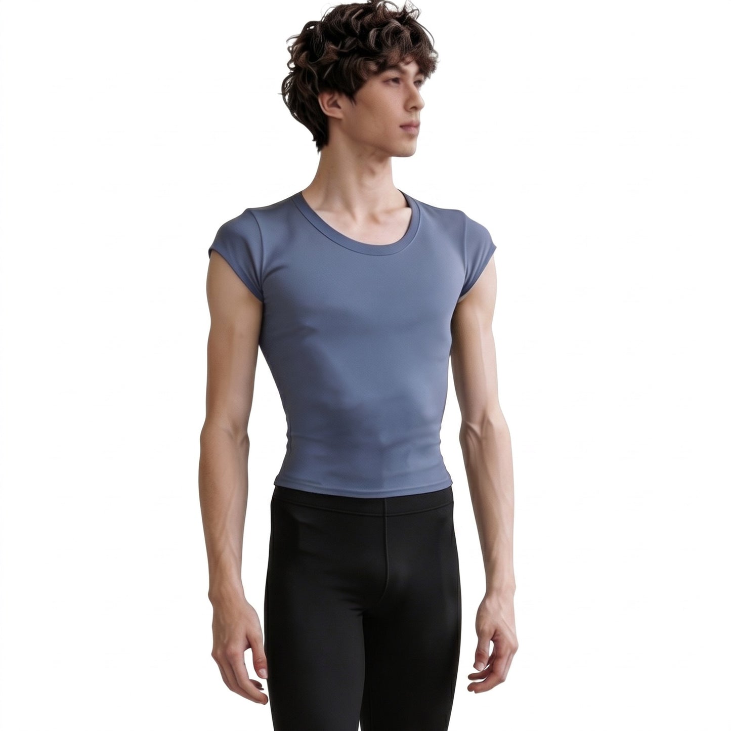 Men's Tight-Fitting Ballet Clothing, Nylon Slippery Top, Adult Modern Classical Dance Practice Clothing, Teacher's Body Suit