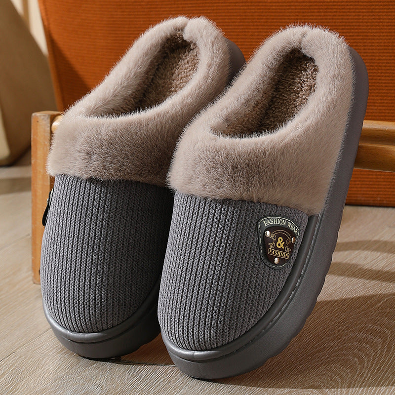Autumn and Winter Cotton Slippers for Women 2025 New Home Indoor Couple Warm Plush Thickeneded Bottom Men's Cotton Slippers