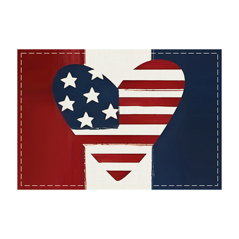 JIT Cross Border Independence Day Placemat Amazon New Linen Printed Placemat Star Flag Dining Table Decorative Placemat