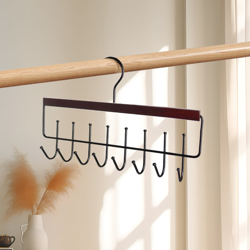 Household Multifunctional Sling Hanger Intimates Vest Storage Artifact Dormitory Solid Wood Hook Wardrobe Clothes Drying Rack Wholesale