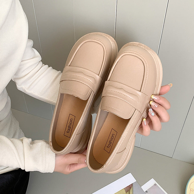 Thick-Soled Loafers British Style Slip-On White Shoes for Women 2025 New Versatile Toe-Toe Shoes Cross-Border Foreign Trade Women's Shoes