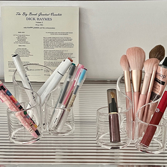 Simple Transparent Acrylic Cosmetic Brush Storage Bucket Desktop Student Pen Conner Desktop Cosmetic Lipstick Storage Box