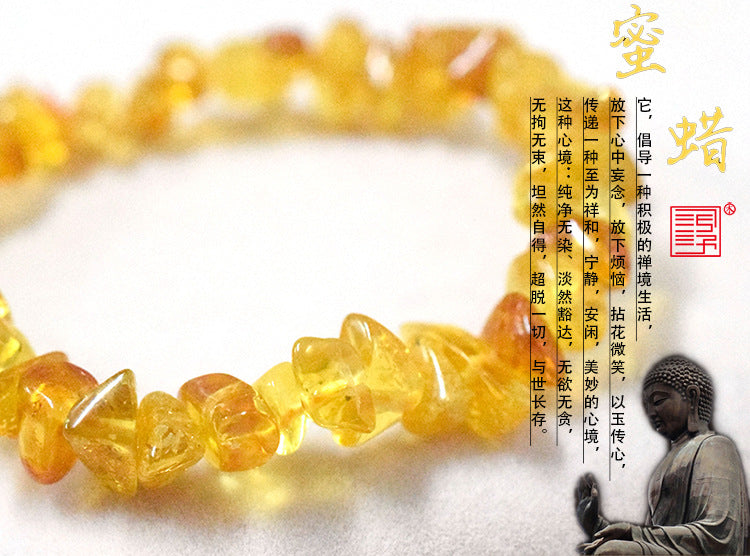 Amber Beeswax Bracelet Women's High-end Sense New Chinese Bracelet Wenchuang First Jewelry Natural Real Cross-border One-Piece Hair