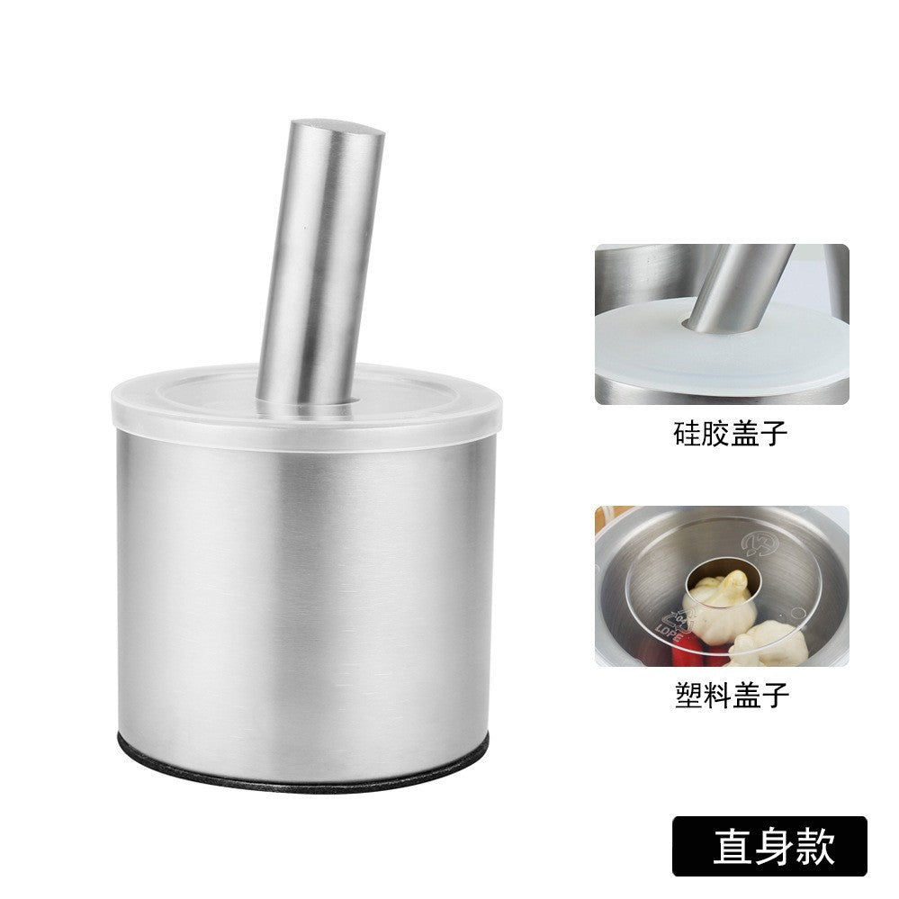 304 stainless steel garlic masher round grinding pot mortar mold stone mortar masher with lid mortar Masher