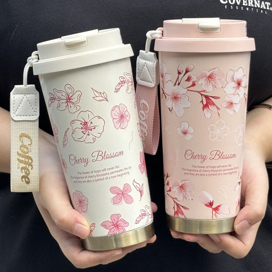 316 stainless steel lily of the valley coffee cup girls high color value double drinking straw cup car gift cup customization by PDG ibma