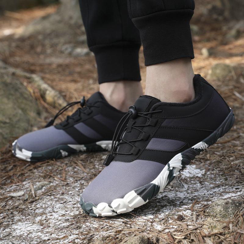 Outdoor Snow Boots, Home Cross-Border Winter New Style, Non-Slip Short Style, Fleece-Lined Warm Cotton Shoes, Thick-Soled Barefoot Five-Toe Shoes
