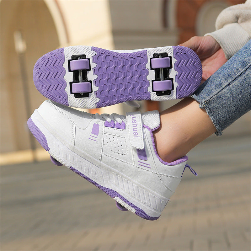 New heelloo shoes four-wheel skates adult detachable student men's and women's two-wheel flying shoes wheeled shoes generation