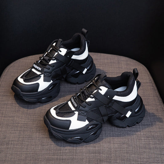 Thick-Soled Dad Shoes for Women 2025 Summer New Versatile Height-Increasing Breathable Mesh Sports Casual Shoes Platform Heel by PDG ibma