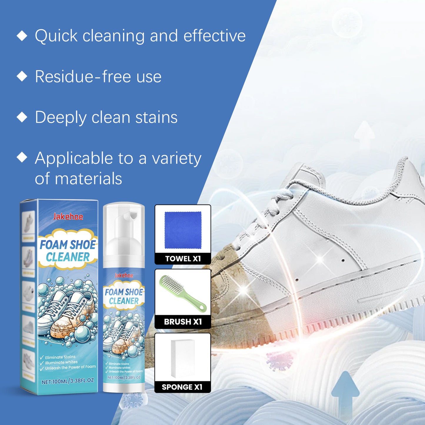 Jakehoe Shoe Stain Removal Cleaning Set White Shoe Sneakers Stain Removal Yellow Edge Portable Cleaning Agent