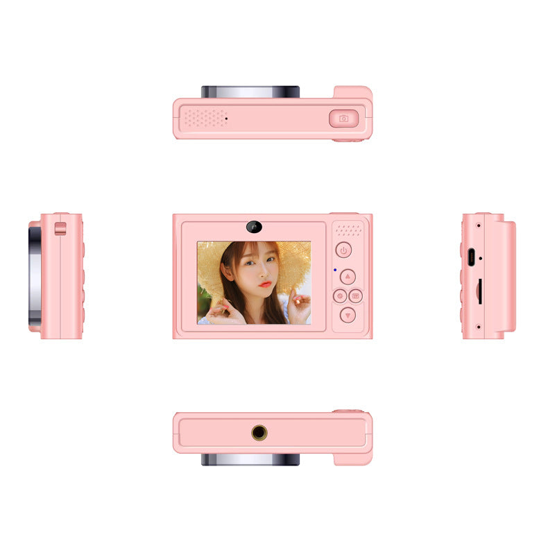 Explosions student campus camera CCD entry-level portable small high-definition digital card machine double camera can take selfies