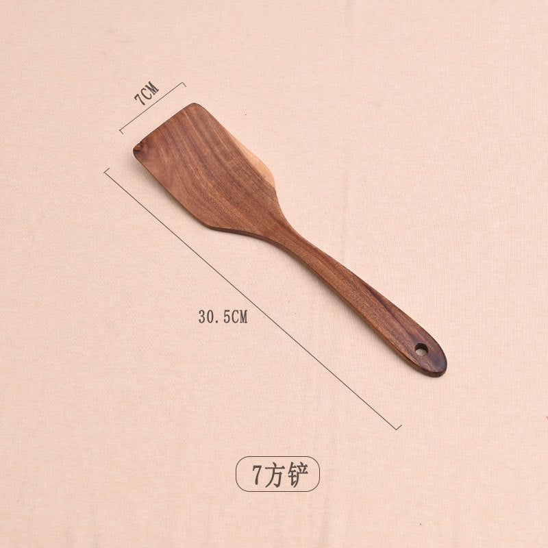 Paint-free Wax-free Wooden Cooking Spoon Shovel suit Kitchenware Long Handle Non-stick Pan Stir-frying Shovel Wooden Acacia Soup Spoon