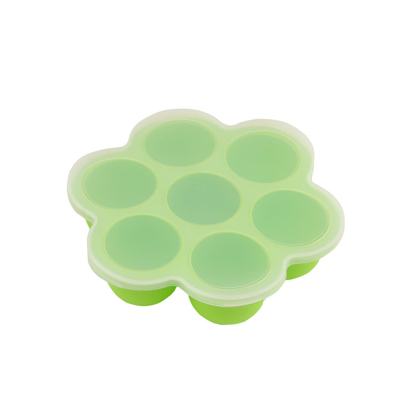 7-hole silicone food supplement box with lid ice cube children's fruit snack food supplement box sealed fresh-keeping box ice hockey mold