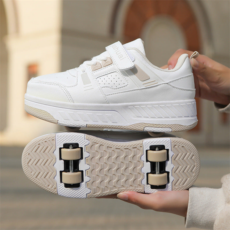 New heloo shoes two-wheel roller shoes children with wheels shoes girls skates student deformation shoes wholesale