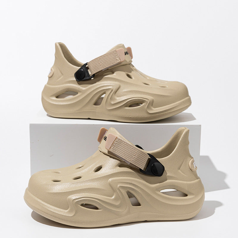 2025 Croc Shoes Men's Summer New Outerwear Non-Slip Soft Sole Baotou Men's Shoes Sports Coconut Sandals