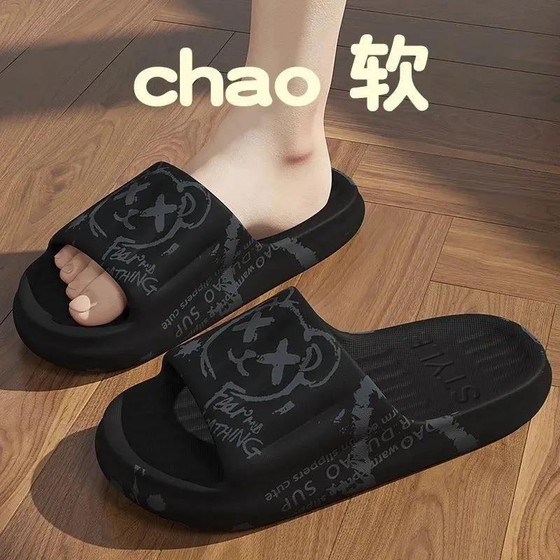 2025 New Summer Slippers for Women to Wear Outside Home Indoor Bathroom Bathing Pregnant Women Anti-Slip Anti-Odor Couple Sandals Slippers