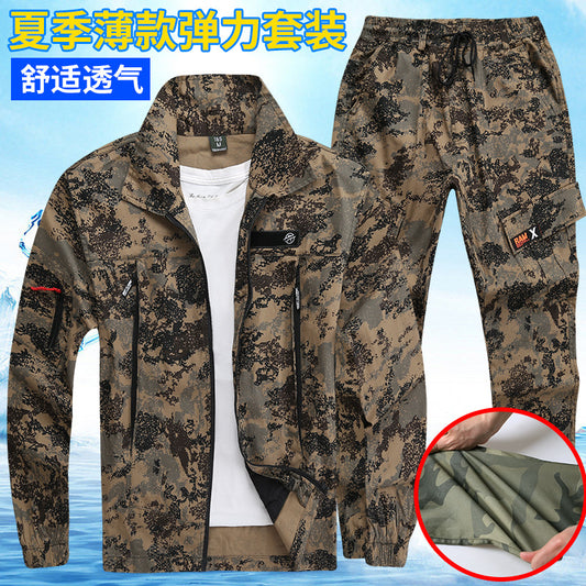 Summer Pure Cotton Thin Work Clothes Set for Men and Women Stretch Camouflage Clothing for Welders Wear-resistant Work-protection Clothing Casual Suit by PDG ibma