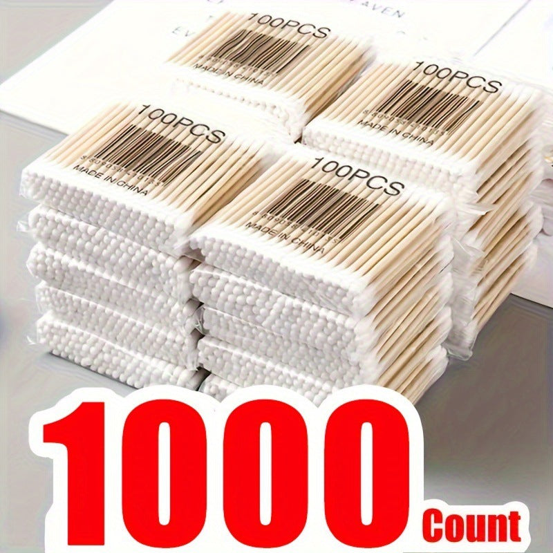 1000 double-headed multifunctional cotton swab wholesale large disposable sanitary cotton swab ear spoon makeup remover cotton