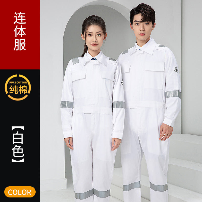 Marine Crew Reflective Strip Pure Cotton Overalls Long-sleeved Men's Summer Wear-resistant Electric Welding Shipyard Workshop Labor Insurance Clothing