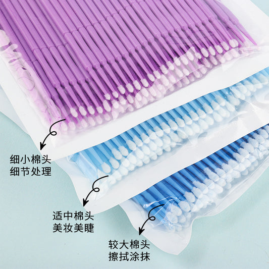 Wholesale Eyelash Extension Cotton Swabs, Disposable Small-Headed Eyelash Cleaning Cotton Sticks, Makeup Removal, Beauty Eyelash Micro Brushes