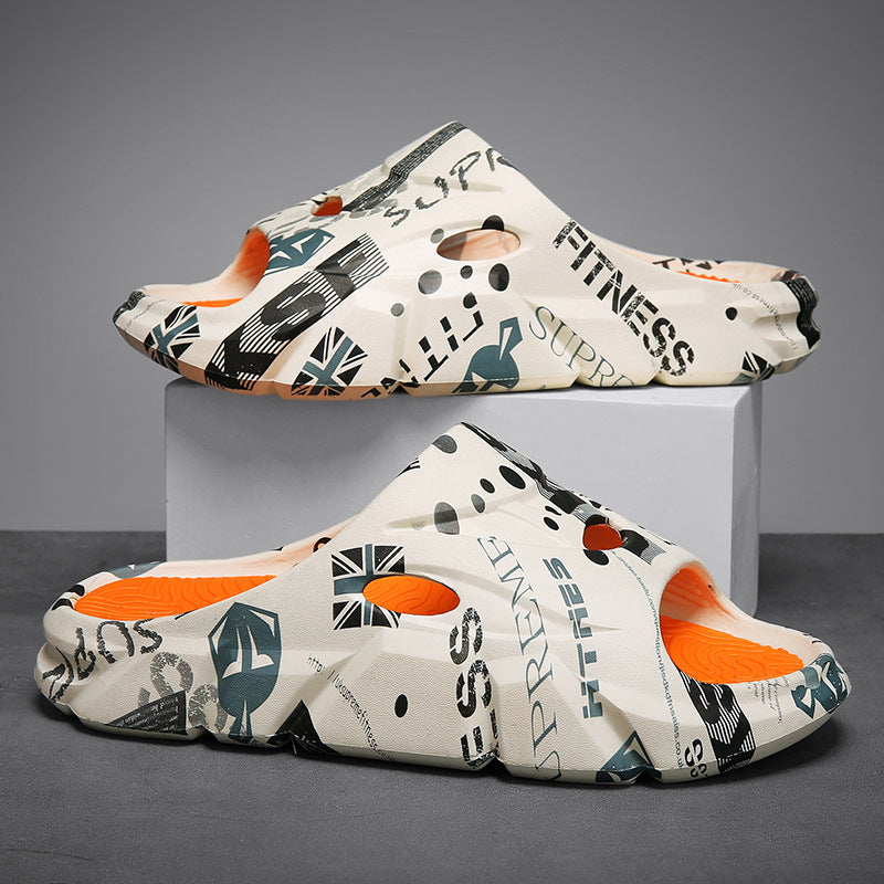 Coconut Slippers for Men to Wear Outside in Summer, Non-Slip Thick Soles for Stepping on Shit, Home Bathing, Men's Outdoor Sports Beach Sandals