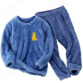 2024 Amazon independent station new children's clothing home wear flannel cartoon embroidered suit boys and girls wear by PDG ibma