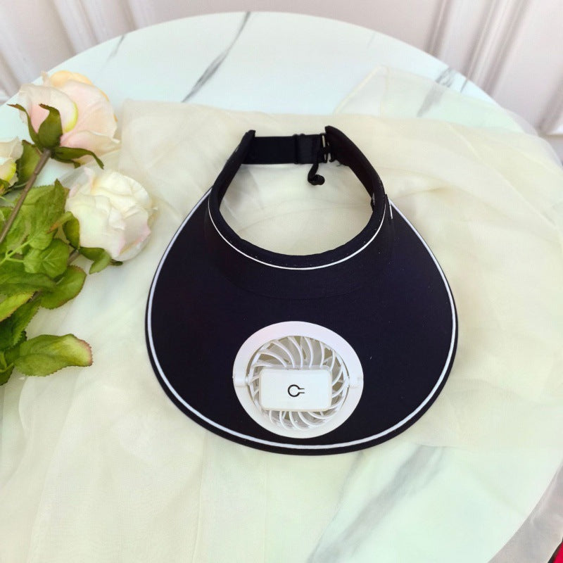 Summer Rechargeable Fan Adult Hat with Strong Wind, Empty Top and Large Brim, Outdoor Leisure, a Must-Have for Men and Women When Traveling
