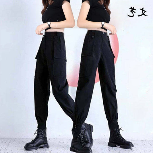 Women's Fleece-Lined Thickened Winter Korean-Style Cargo Pants, Jogger Loose Slimming Ins Harem Casual Pants for Students by PDG ibma