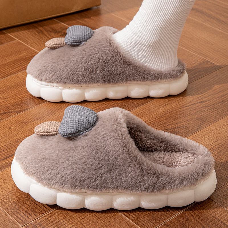 Cotton Slippers for Women Autumn and Winter 2025 New Couple Indoor Home Non-Slip Student Dormitory Fleece-Lined Thick-Soled Slippers for Men