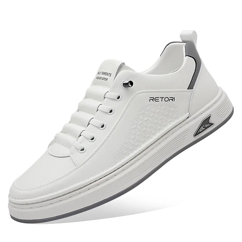 New Men's Shoes High Quality Leather Casual Shoes for Men Designer Sneakers Tenis Masculino Comfort Lace-up White Sport Shoes