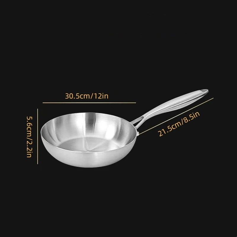 304 stainless steel frying pan, non stick pan, steak pan, suitable for gas stoves and induction cookers, uncoated kitchen utensi