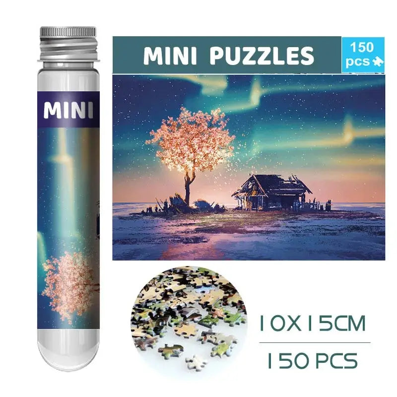 Puzzle de 150 tubes à essai « Promenade sous la pluie », mini puzzle de voyage, cadeau de Noël, maison, tour de Paris, Nouvel An