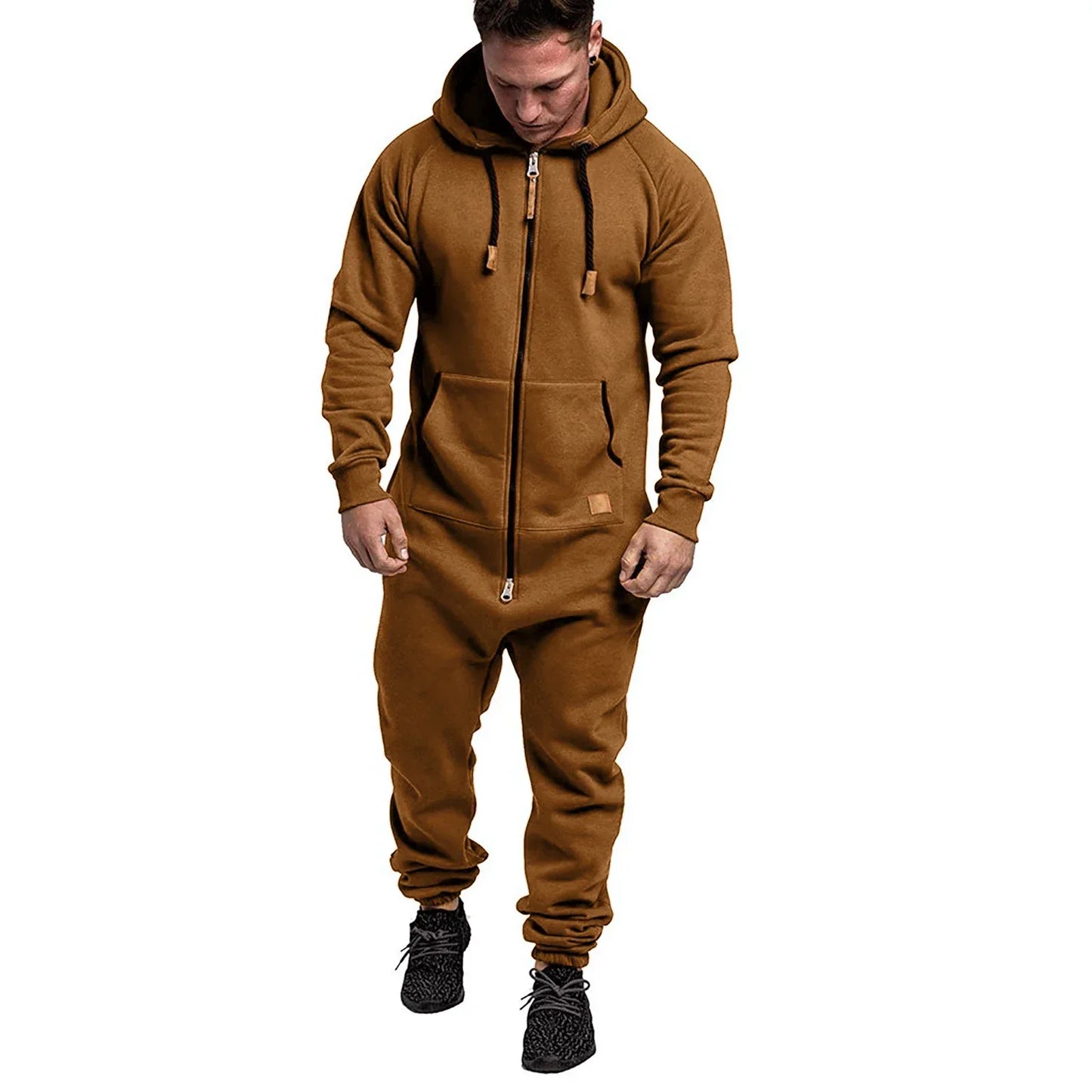New Custom Design Jumpsuit Pajamas Long-sleeved sports pants solid color splicing casual sweater men's zipper hoodie