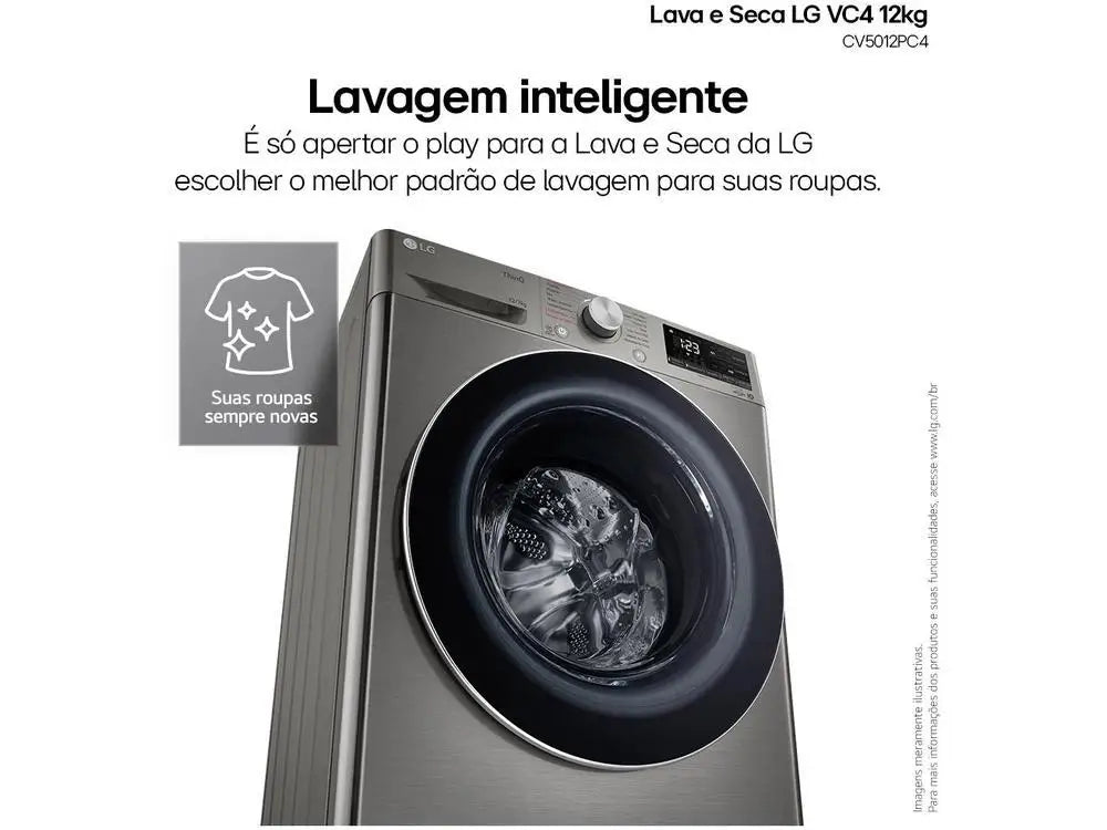 LG 12kg Smart VC4 CV5012PC4 with Artificial Intelligence Hot and Cold Water Silver-110V