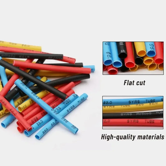 580/328/164PCS Heat Shrink Tubing 2:1Wire Cable Wrap Assortment Electric Insulation Tube Kit 5 Color 8 Size
